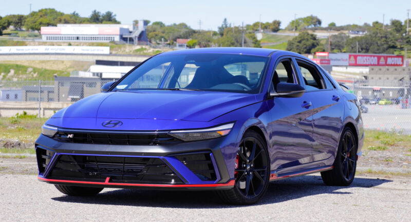 A blue Hyundai Elantra N